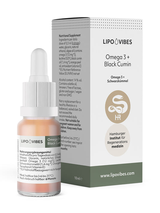 LipoVibes Omega 3 (aus Algenöl) mit Schwarzkümmelöl